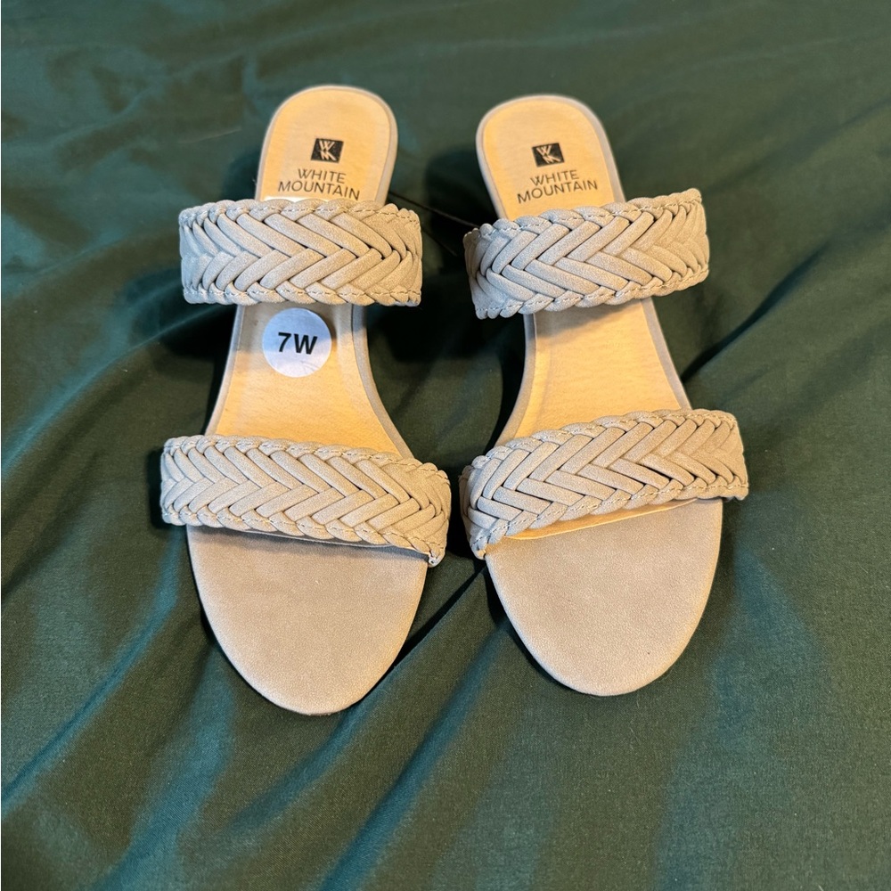 White Mountain Women's Braided Beige Sandals